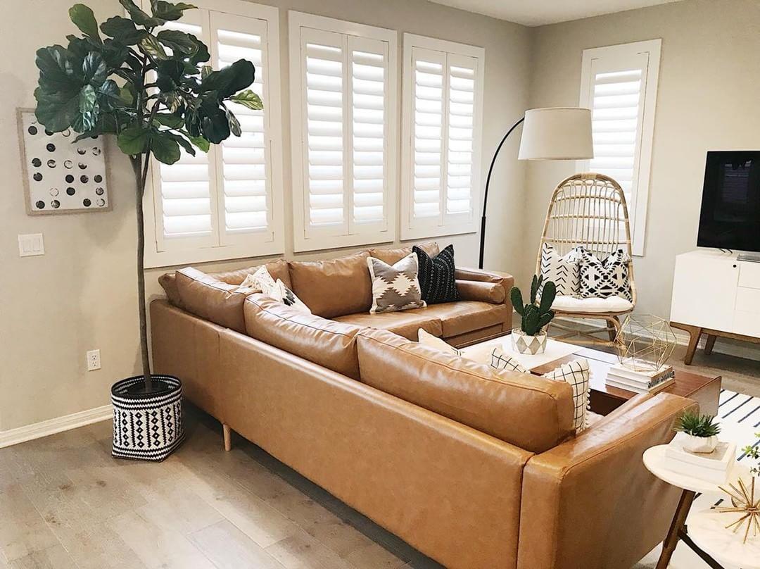 Cozy living room with Polywood shutters in Fort Lauderdale.